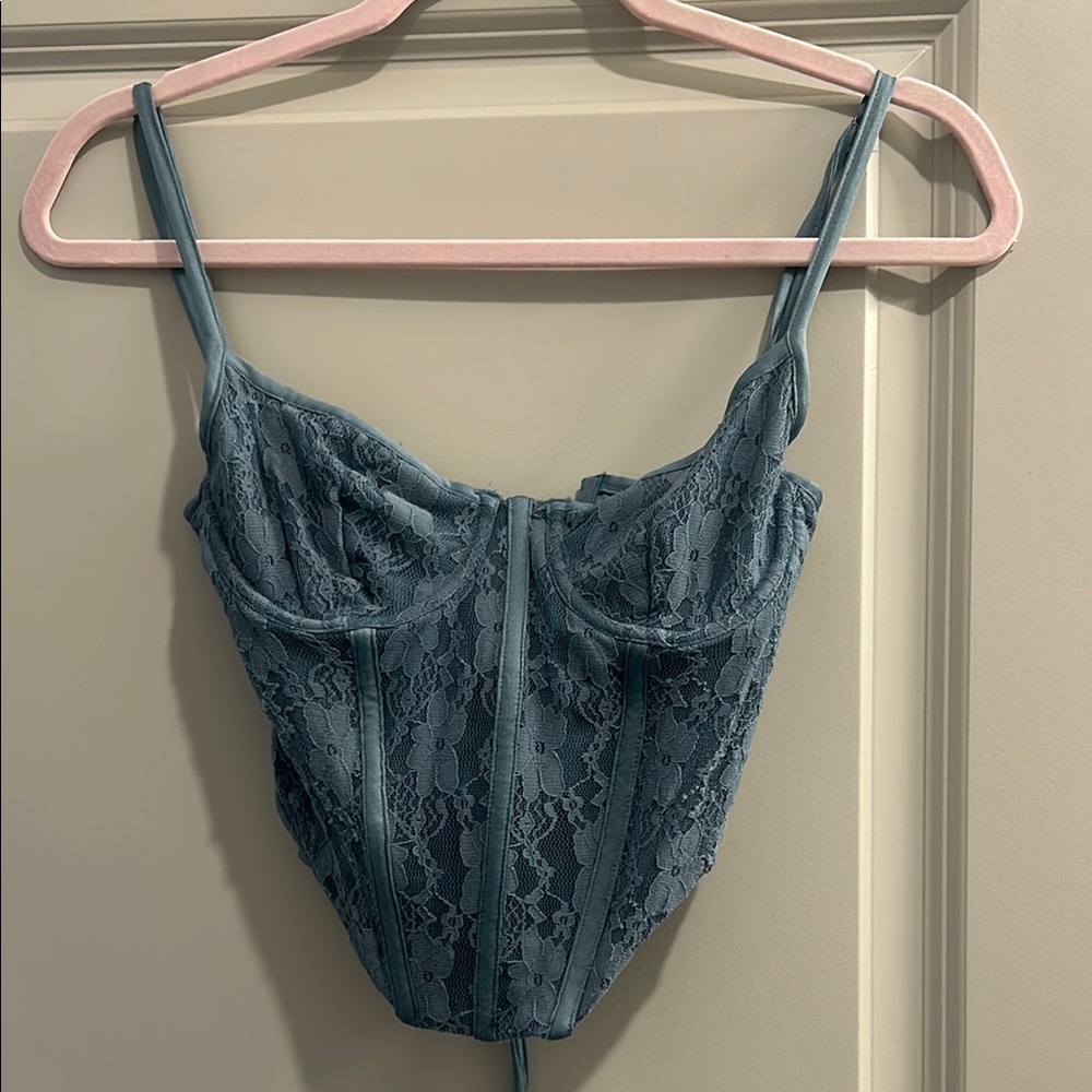 Lace Bustier Top in Teal